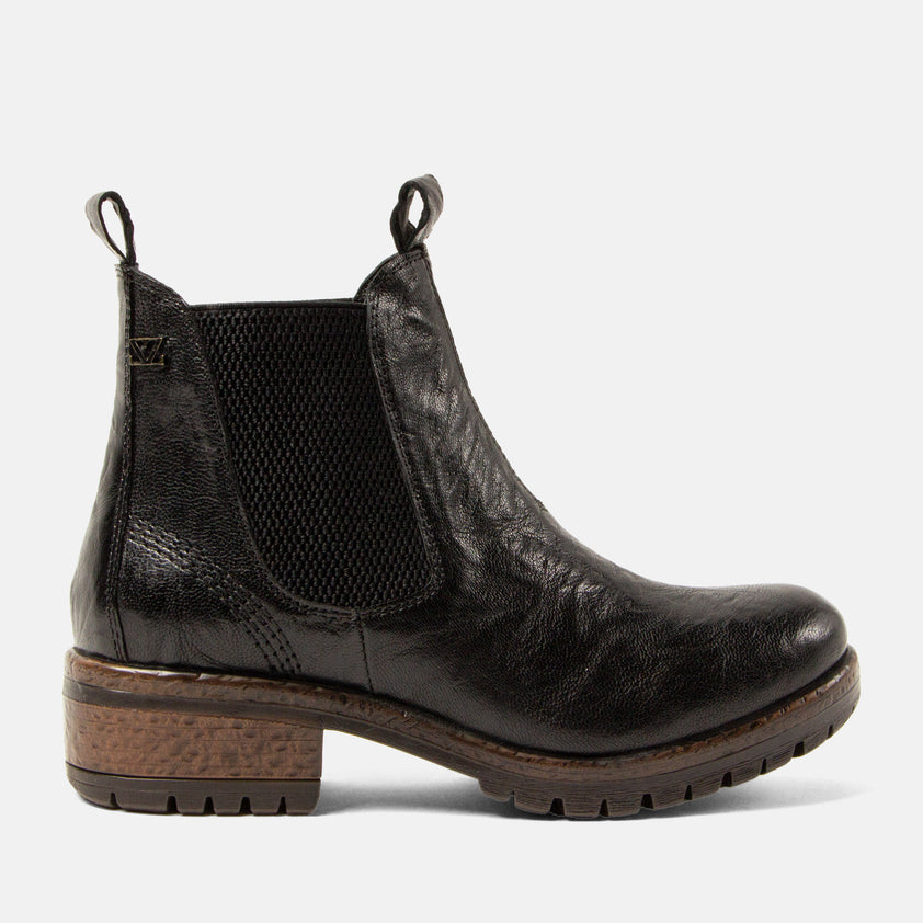 Ria Damen Leder Chelsea-Boots Black