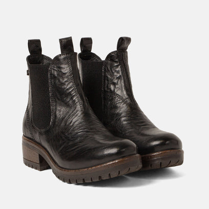 Ria Damen Leder Chelsea-Boots Black
