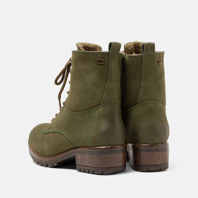 Kia Damen Leder-Schnürboots Green