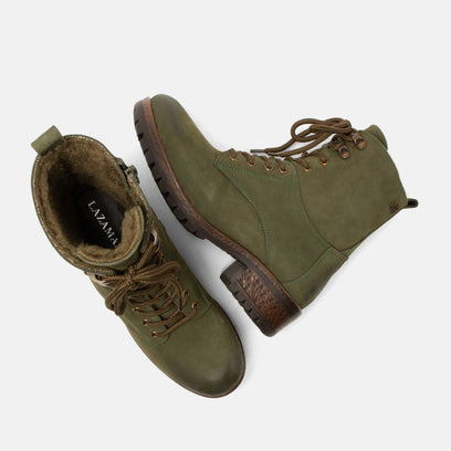 Kia Damen Leder-Schnürboots Green