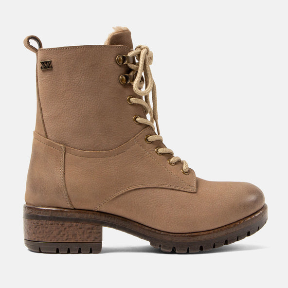 Kia Damen Leder-Schnürboots Taupe Kia Damen Leder-Schnürboots Taupe
