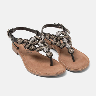 Maritza Damen Leder-Sandalen Black