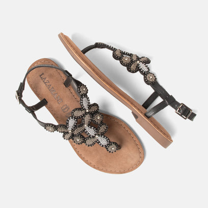 Maritza Damen Leder-Sandalen Black
