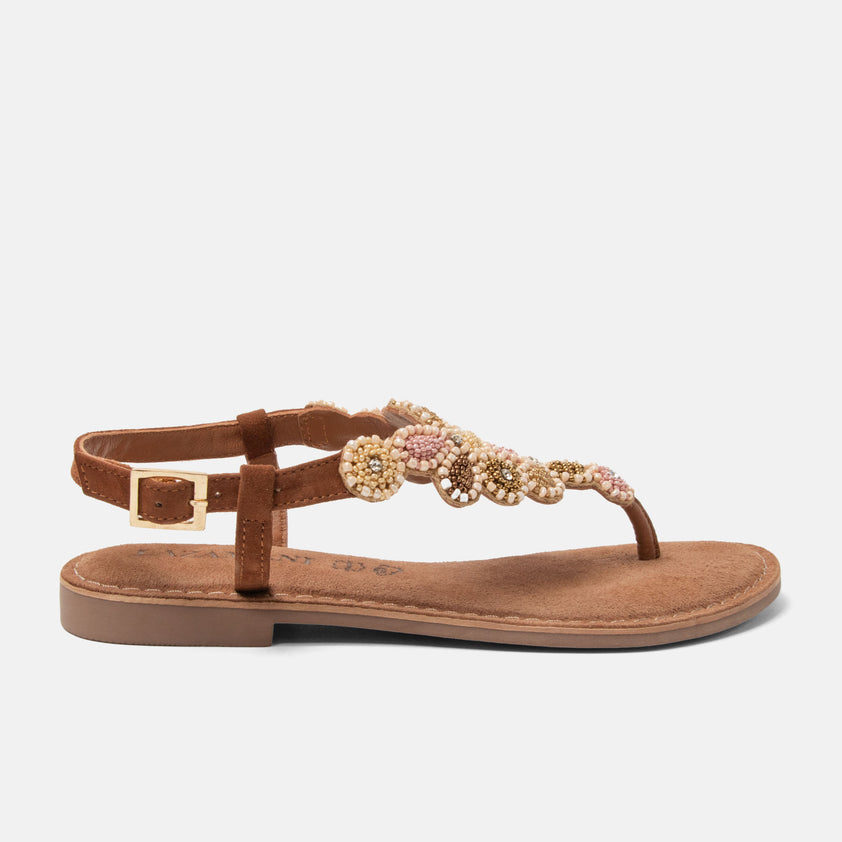 Maritza Damen Leder-Sandalen Tan