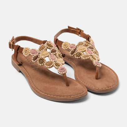 Maritza Damen Leder-Sandalen Tan