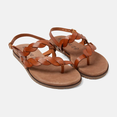 Nilda Damen Leder-Sandalen Tan