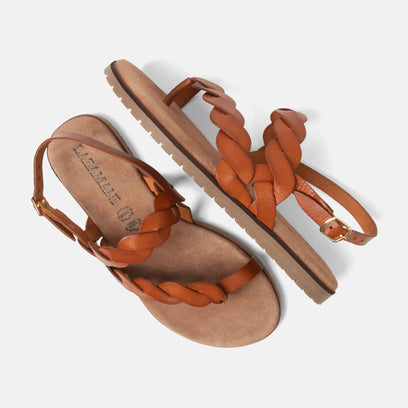 Nilda Damen Leder-Sandalen Tan