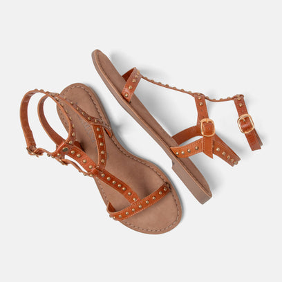 Olinda Damen Leder-Sandalen Tan