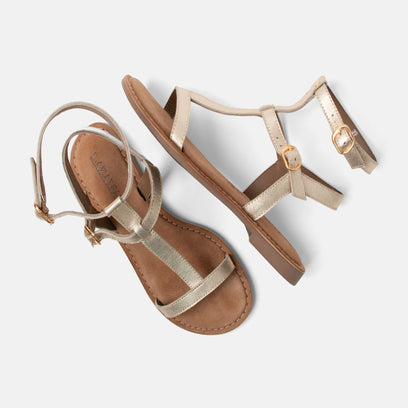 Pia Damen Leder-Sandalen Gold