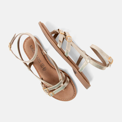 Salma Damen Leder-Sandalen Gold