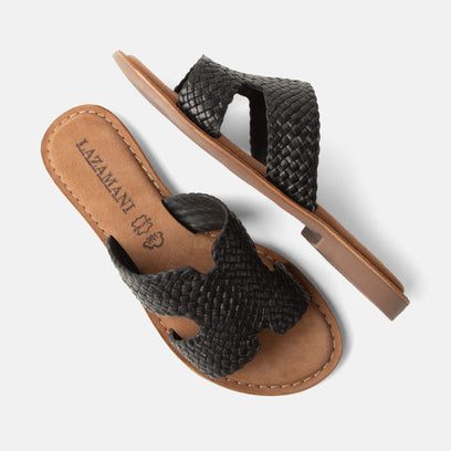 Flor Damen Leder-Pantoletten Black