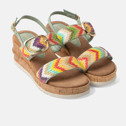 Carla DamenSandalen Raffia Green