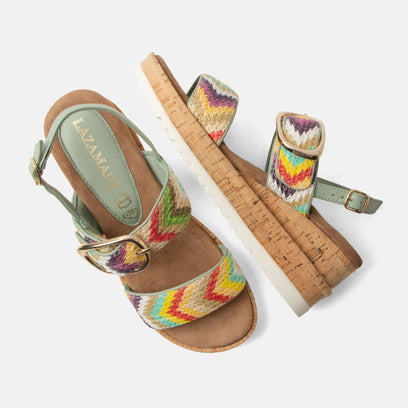 Carla DamenSandalen Raffia Green