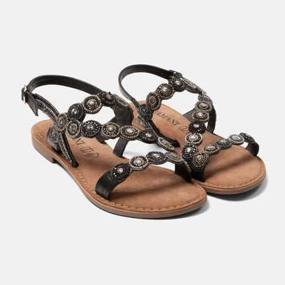 Helena Damen Leder-Sandalen Black