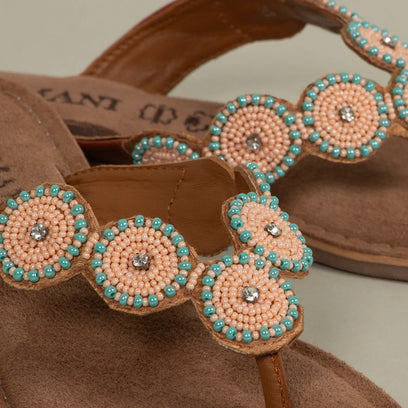 Luna Damen Leder-Zehentrenner Peach