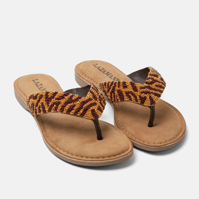 Ebba Damen Leder-Zehentrenner Brown
