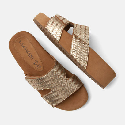 Mille Damen Leder-Pantoletten Gold