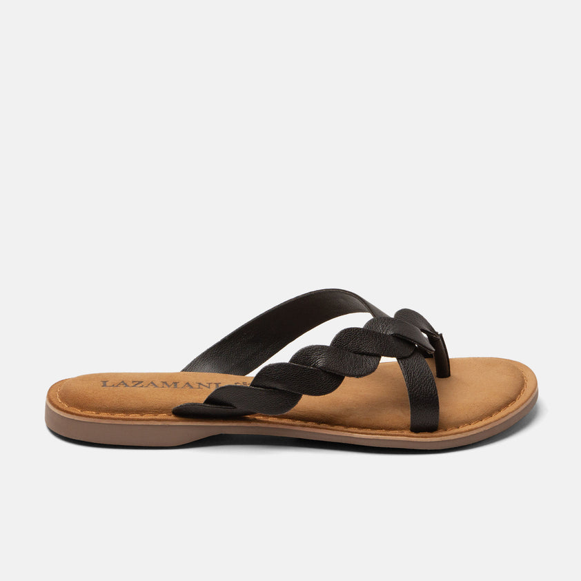 Avi Damen Leder-Zehentrenner Black