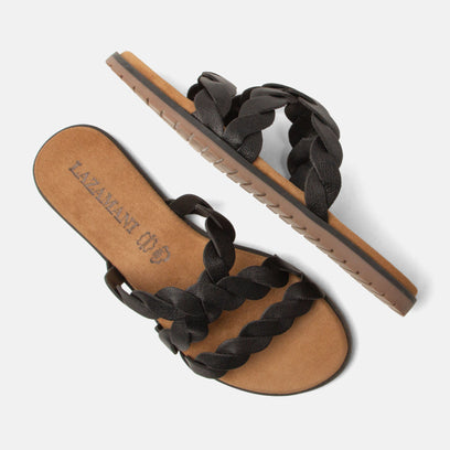 Edsi Damen Leder-Pantoletten Black