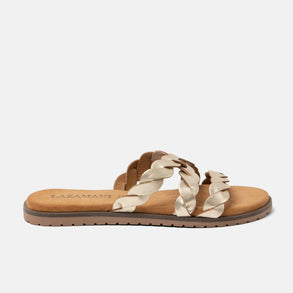 Edsi Damen Leder-Pantoletten Gold Edsi Damen Leder-Pantoletten Gold