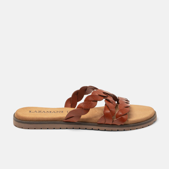 Edsi Damen Leder-Pantoletten Tan Edsi Damen Leder-Pantoletten Tan