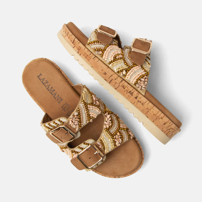 Ragna Damen Pantoletten Beige