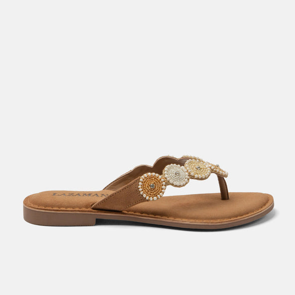 Loua Damen Wildleder-Zehentrenner Beige Loua Damen Wildleder-Zehentrenner Beige