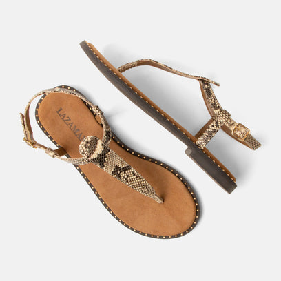 Ayla Damen Leder-Sandalen Beige