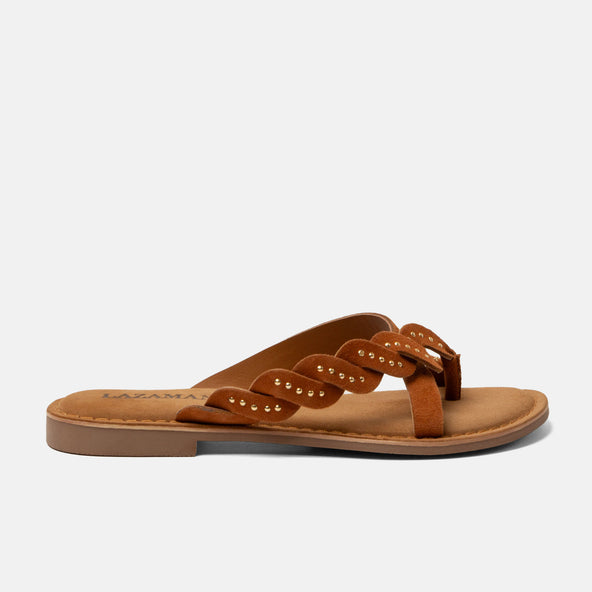Lena Damen Wildleder-Zehentrenner Tan Lena Damen Wildleder-Zehentrenner Tan