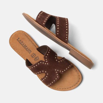 Lina Damen Wildleder-Pantoletten Brown