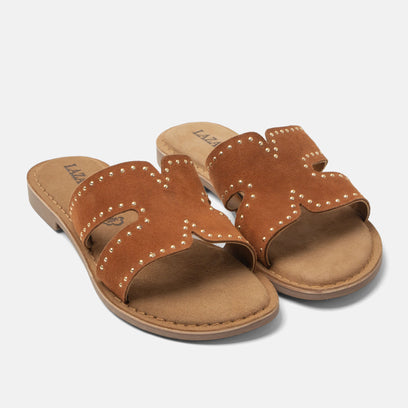 Lina Damen Wildleder-Pantoletten Tan