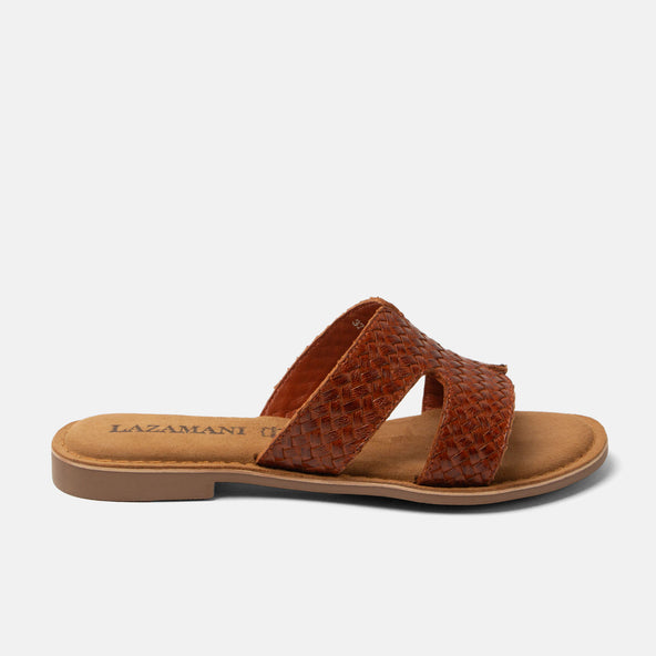 Puck Damen Leder-Pantoletten Tan Puck Damen Leder-Pantoletten Tan