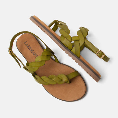Jona Damen Leder-Sandalen Green