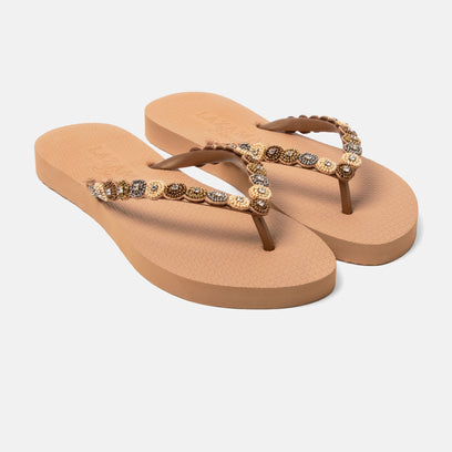 Mallorca Beach Damen Flip Flops Beige