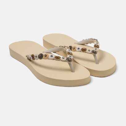 Mallorca Beach Damen Flip Flops Offwhite