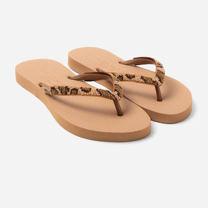 Lanzarote Beach Damen Flip Flops Leopard Brown