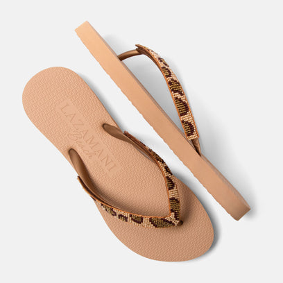 Lanzarote Beach Damen Flip Flops Leopard Brown