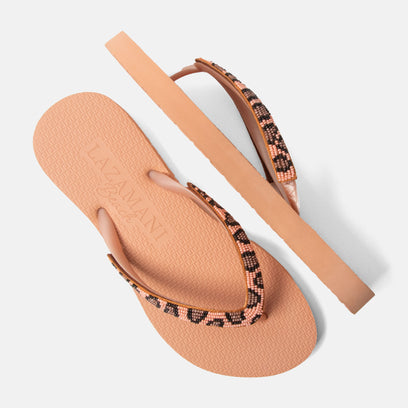 Lanzarote Beach Damen Flip Flops Leopard Peach