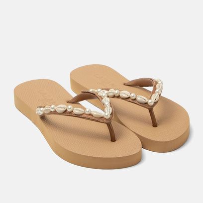 Whitsundays Beach Damen Flip Flops Beige
