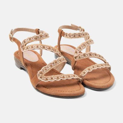 Camila Damen Wildleder-Sandalen Cognac