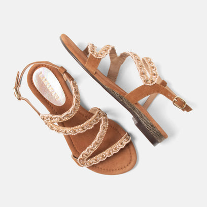 Camila Damen Wildleder-Sandalen Cognac