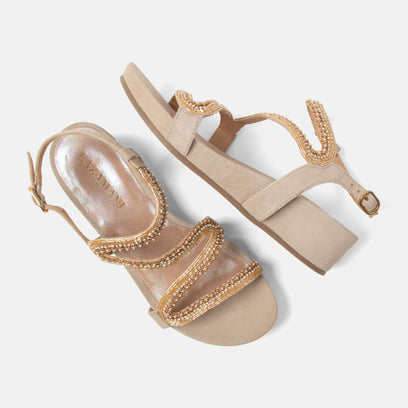 Aurelia Damen Wildleder-Sandalen Biscuit