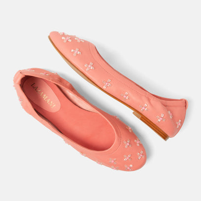 Gracia Damen Leder-Ballerinas Coral