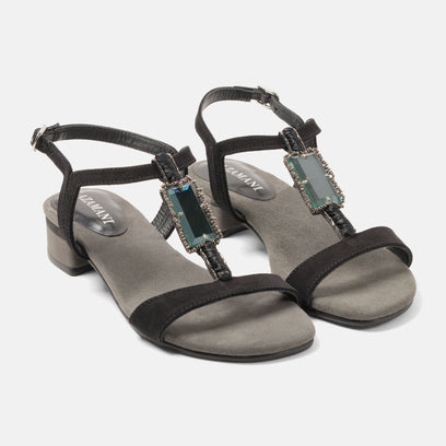 Hilaria Damen Wildleder-Sandalen Black