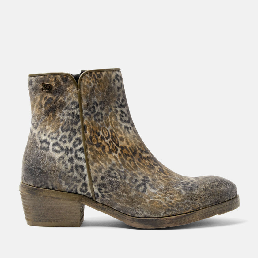 Sara Damen Wildleder-Stiefeletten Khaki/Leo