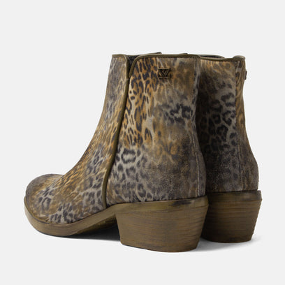 Sara Damen Wildleder-Stiefeletten Khaki/Leo