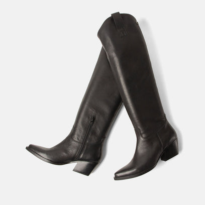 Adaline Damen Leder-Stiefel Black