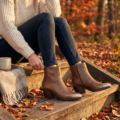 Phoebe Damen Leder-Stiefeletten Gold/Brown
