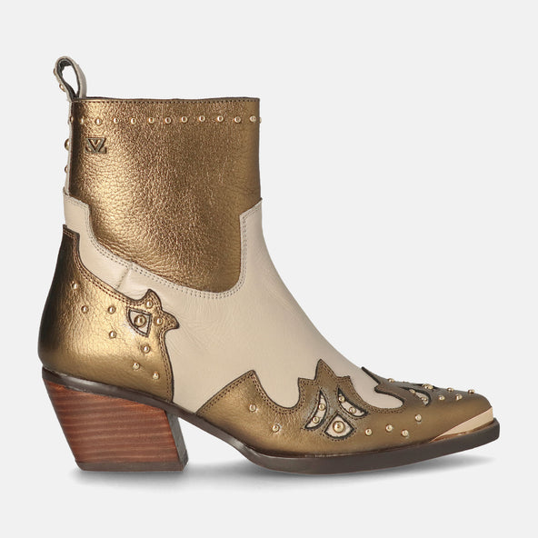 Kaia Damen Leder-Stiefeletten Gold/White Kaia Damen Leder-Stiefeletten Gold/White