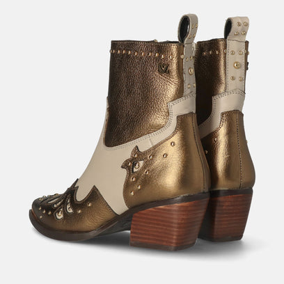 Kaia Damen Leder-Stiefeletten Gold/White